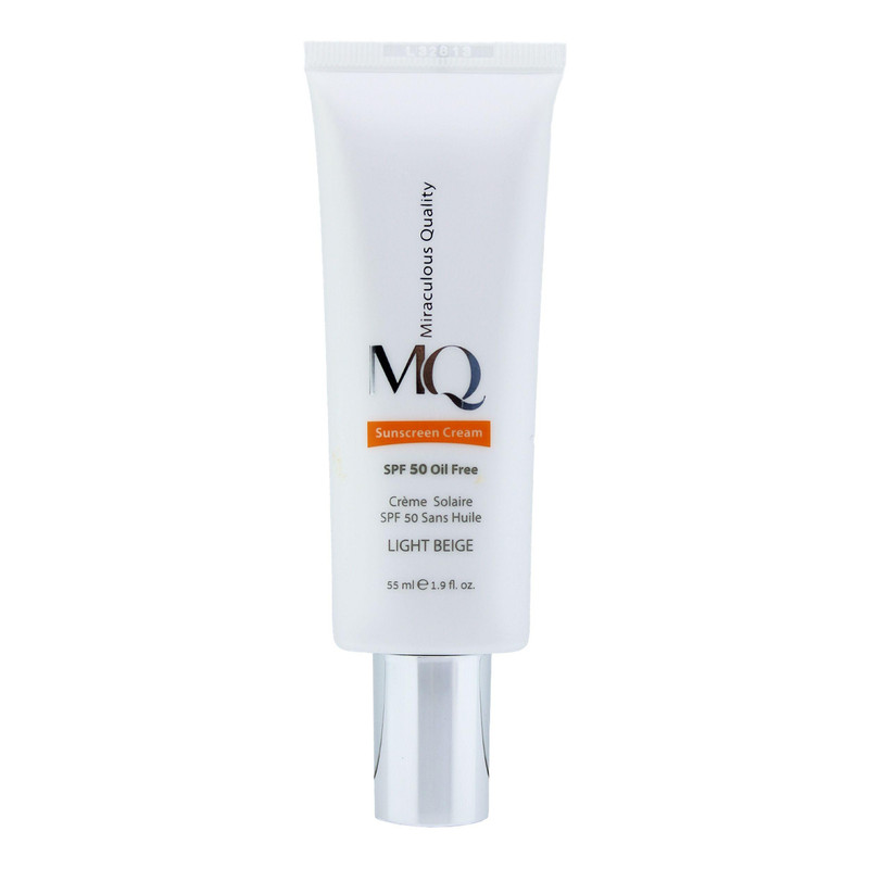 کرم ضد آفتاب رنگی ام کیو، SPF50، مدل LIGHT BEIGE، مناسب پوست چرب تنالیته رنگ روشن و حجم 55 میلی‌لیتر