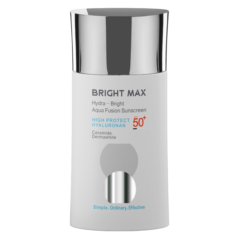 کرم ضدآفتاب بدون رنگ برایت مکس، SPF50، ‌مدل آکوا فیوژن، مناسب انواع پوست و حجم 50 میلی‌لیتر