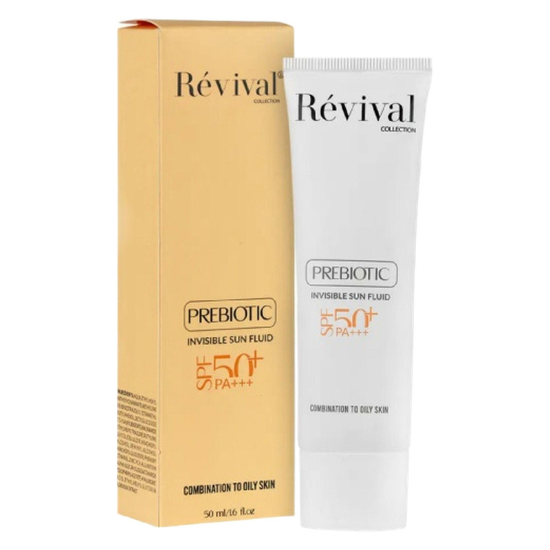 کرم ضد آفتاب بدون رنگ کلکسیون رویوال SPF 50 مدل PREBIOTIC ‌مناسب پوست‌های چرب حجم 50 میلی‌لیتر